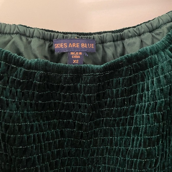Skies Are Blue Dress Dark Green Velvet Bodycon Midi Style - Size XS - Picture 3 of 5
